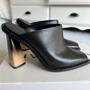 Givenchy Heels Black Leather Mules size 7.5